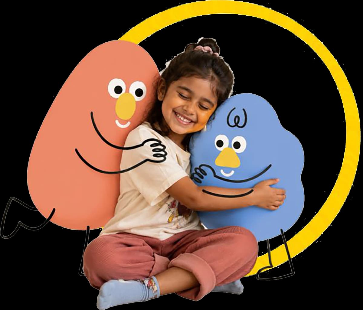 Happy child with Hoola characters